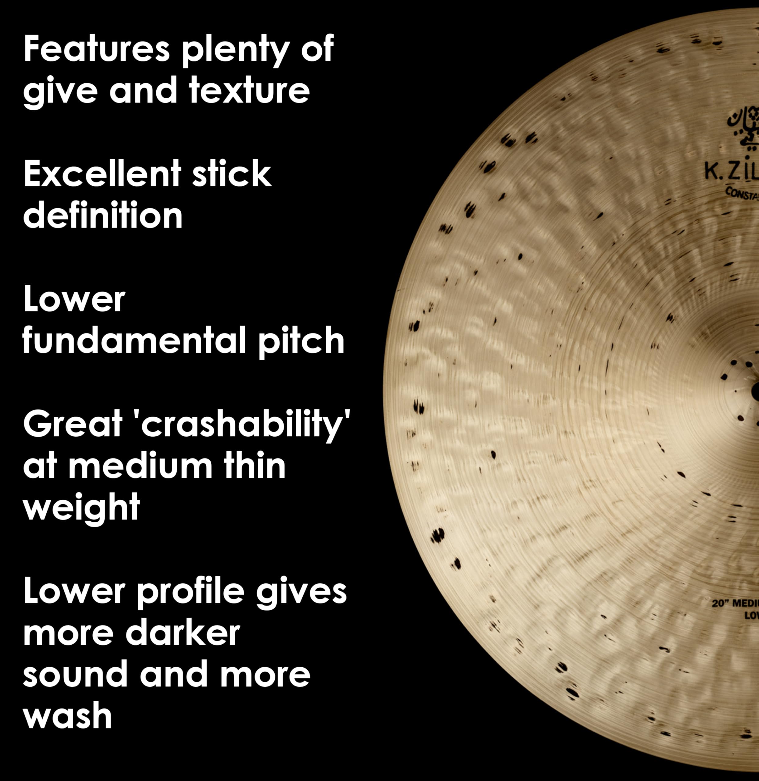Zildjian K Constantinople Series - 20" Medium Thin Low Ride Cymbal