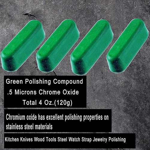 Miniatura 2 de Compuesto de pulido - Juego de 4 compuestos de pulido de óxido de cromo verde, compuesto para pulir el cuero (4.2 onzas), color verde