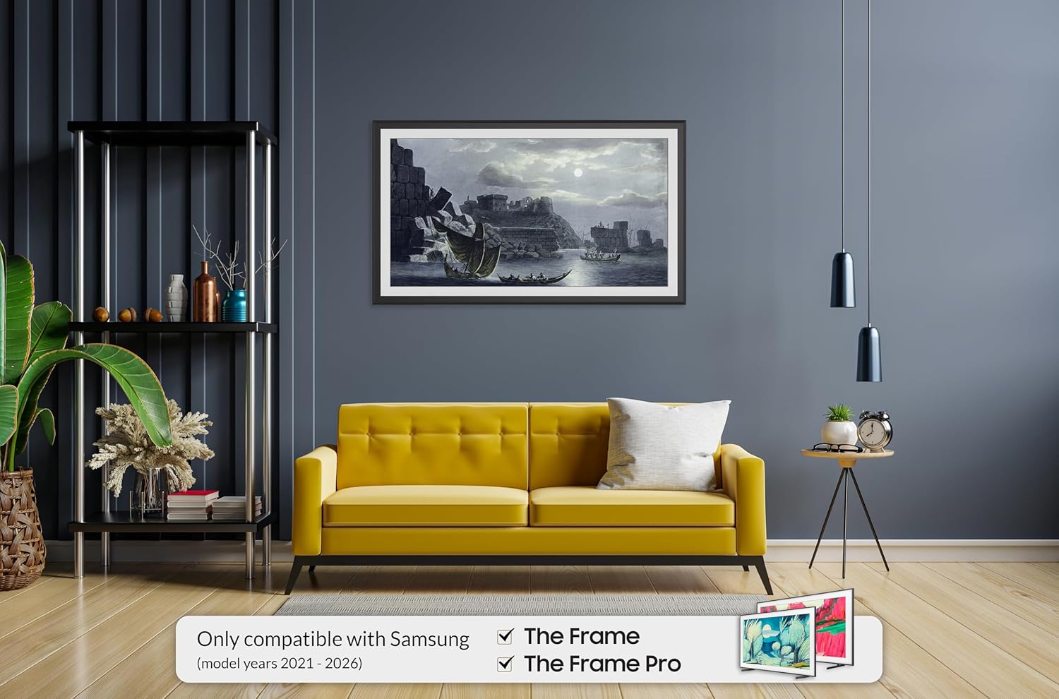 Anodized Black Scoop 43" Alloy Deco TV Frame - Compatible ONLY with Samsung The Frame TVs (Fits 2021-2026, LS03A, LS03B, LS03C, LS03D, LS03FA)