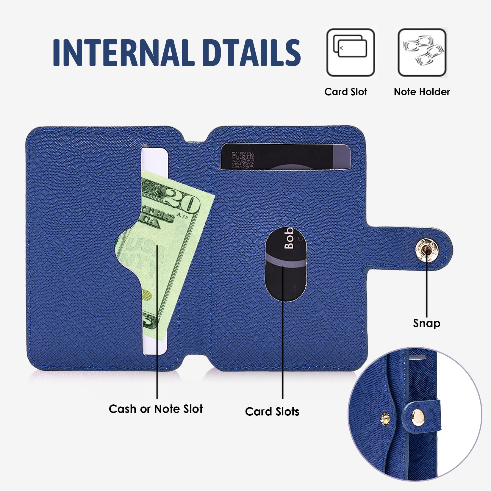 M-Plateau Tarjetero, billetera para hombre, con adhesivo delgado 3M, compatible con iPhone 14 Pro y la mayoría de teléfonos inteligentes (azul marino)