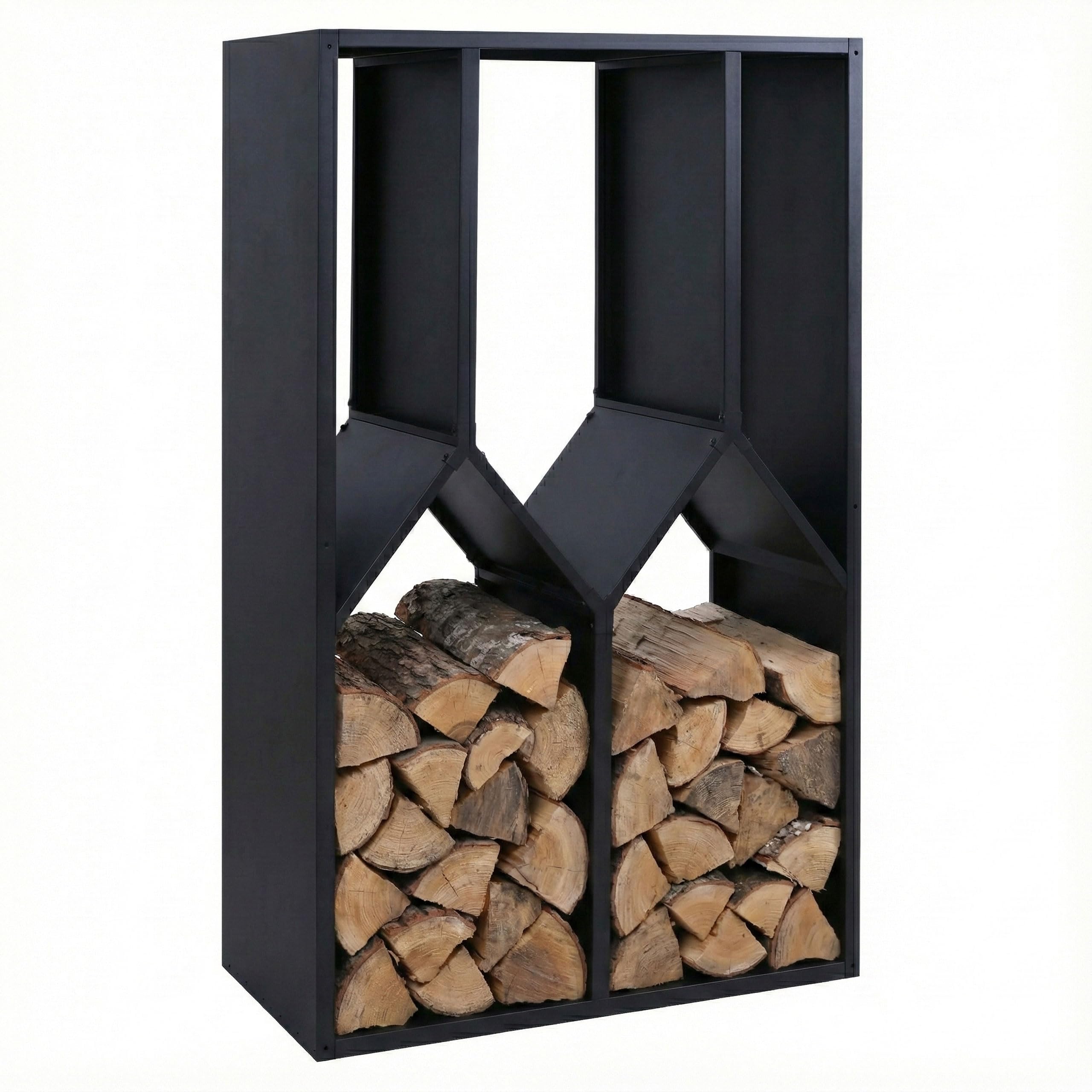 Mendler Brennholzlager HWC-P76, Outdoor, Metall 160x95x50cm - anthrazit | Kamin-/Feuerholzregal, Holzlager, Holzunterstand
