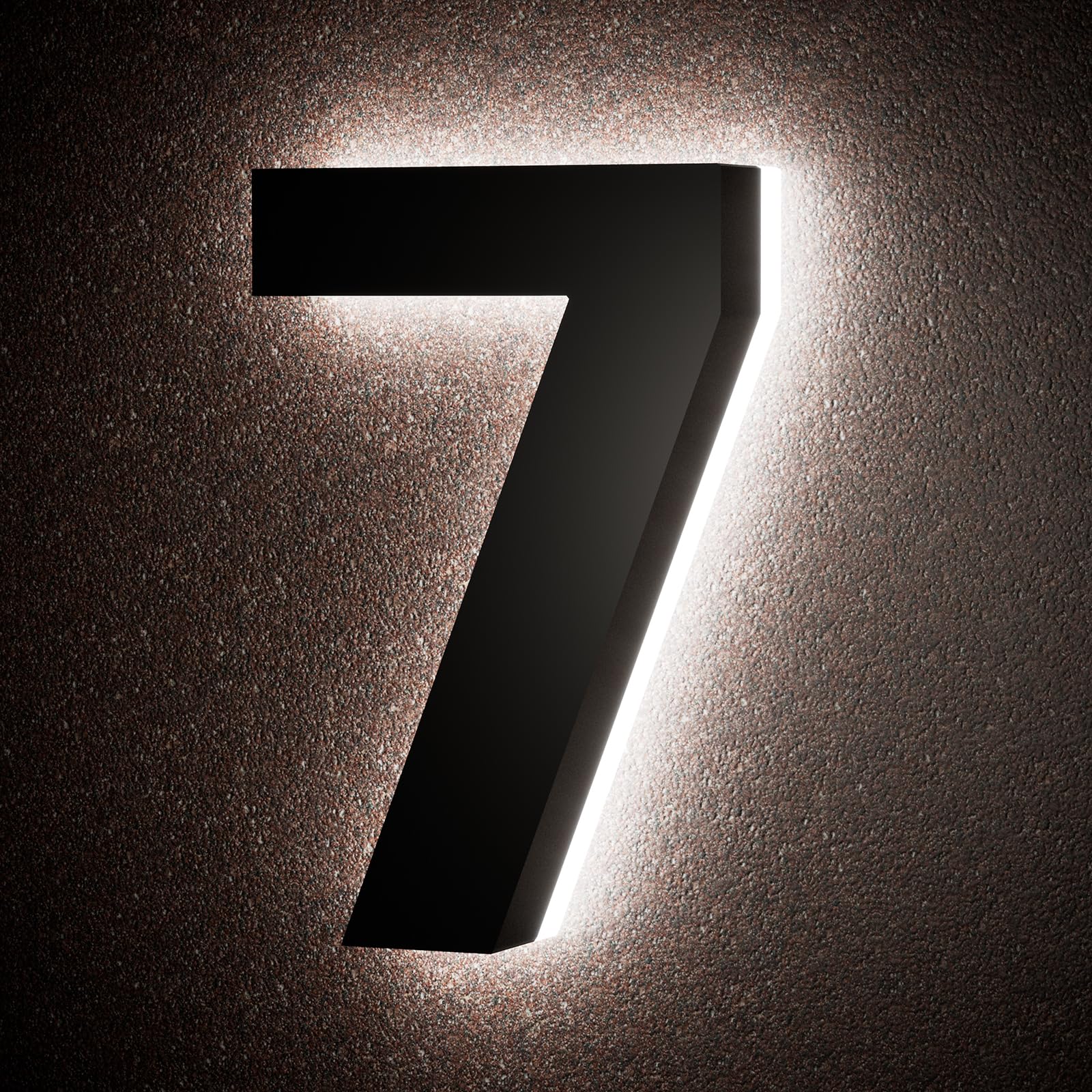 6 Inch Backlit LED House Numbers for Outside, Stainless Steel Floating Home Address Number, Large Modern House Numbers for Yard, Street, Durable Matte Black Finish, Waterproof — image 1