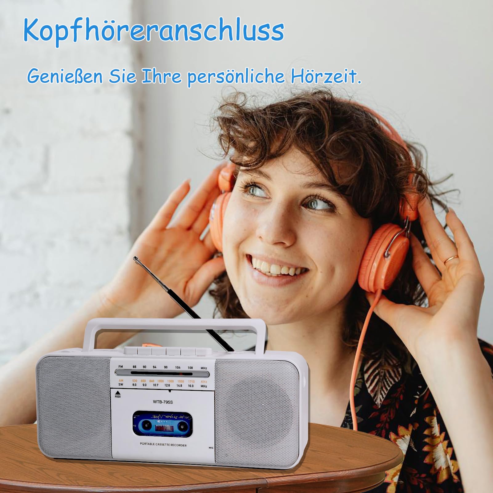 Lecteur cassette Boomboxe Bluetooth, enregistreur AM/FM/W, convertisseur cassette MP3, haut-parleur 10"