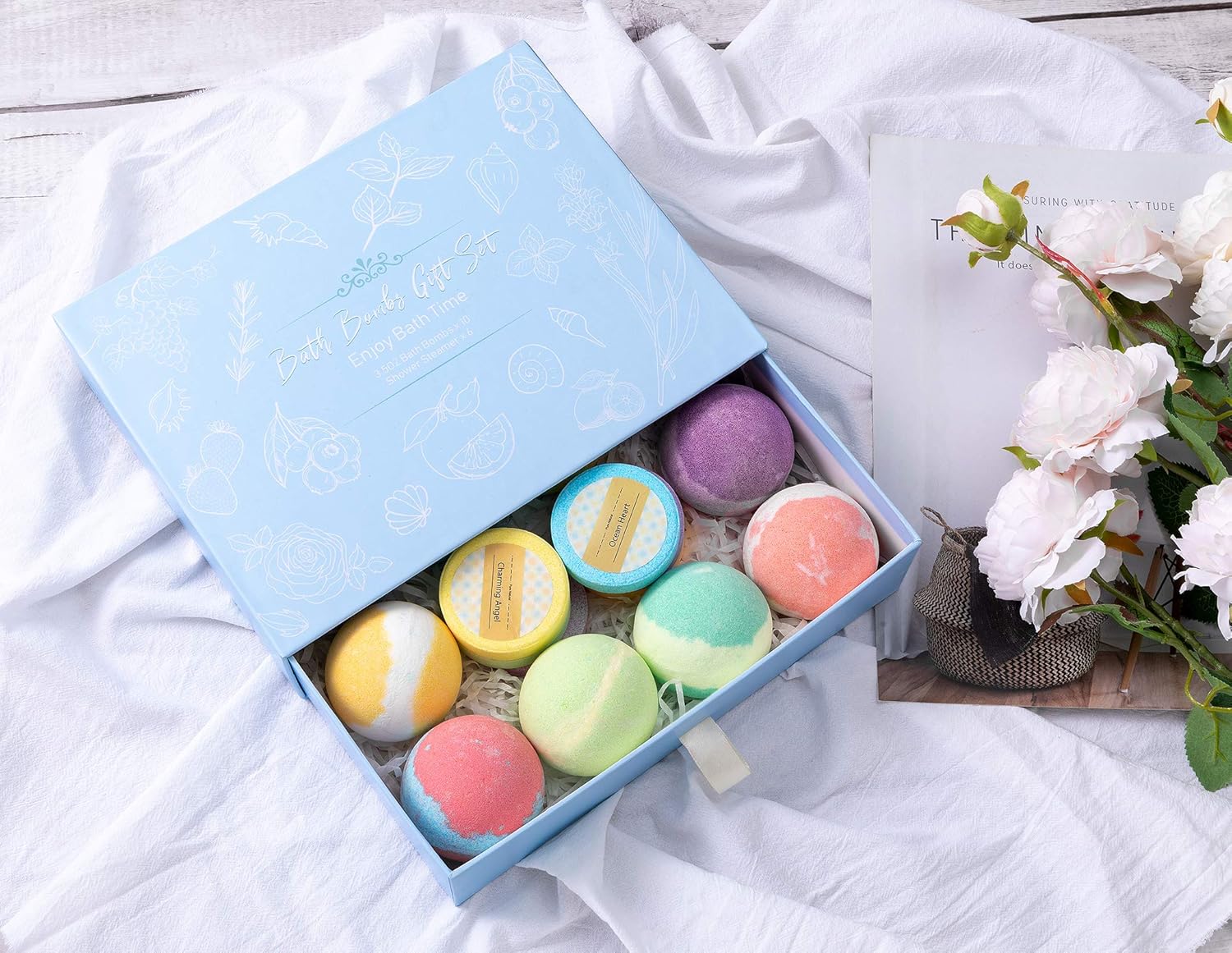 habibee 10 Pcs Bath Bombs 3.5oz and 6 Pcs Shower Steamers Gift Set with Plant Essential Oil and Sea Salt Handmade for Dry Skin Moisturize & Bubble Bath Birthday Christmas Spa Gifts for Women, Men, Kids : Beauty & Personal Care