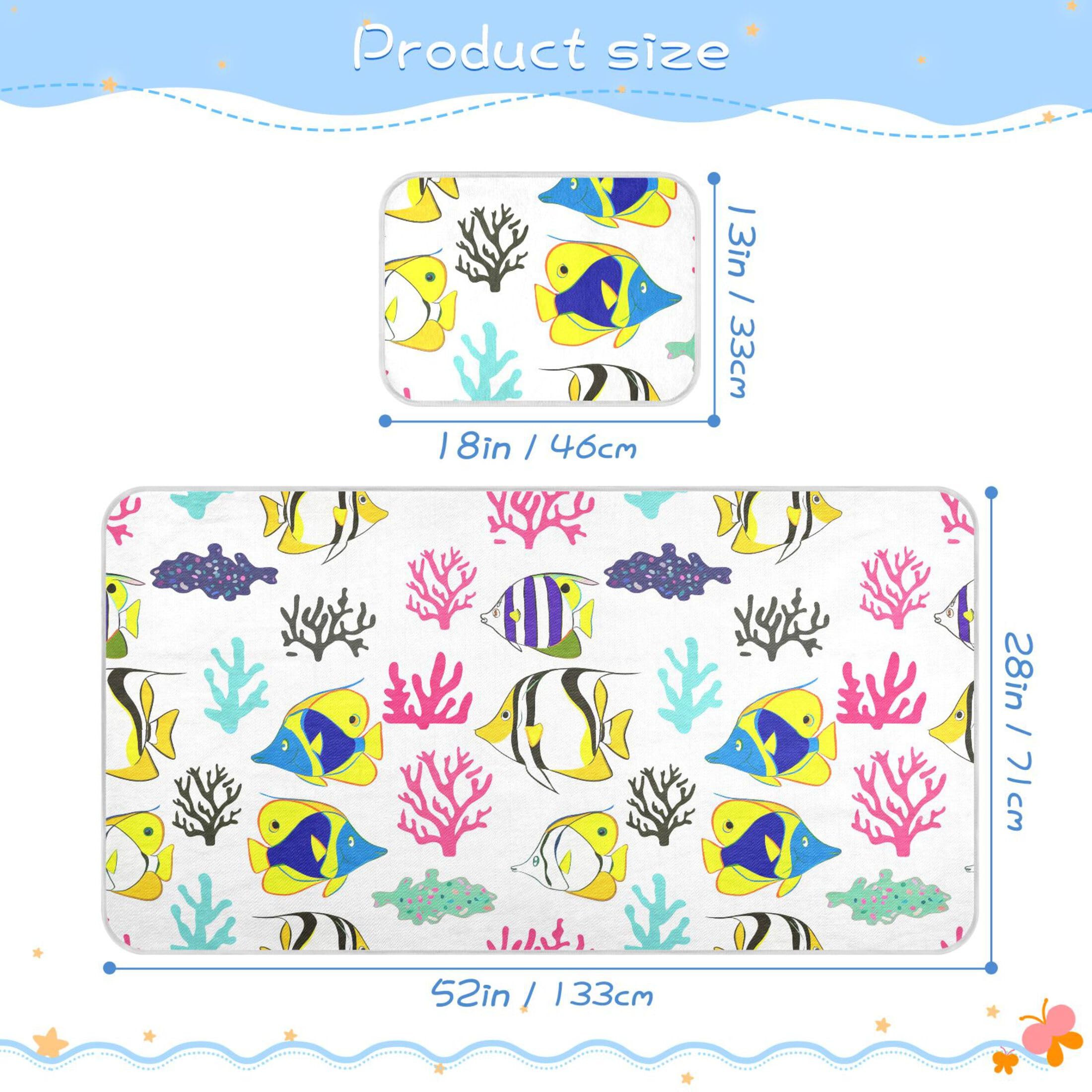 Takiito Fish Coral Baby Cooling Mattress Pad, Soft & Breathable Cooling Mat Keep Baby Cool in Summer 28x52 in, Nursery Essential