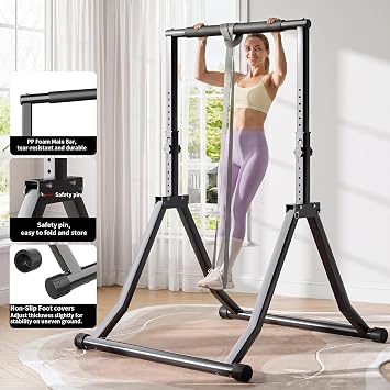 Foldable Pull Up Bar Station 58.3''-76.8'' Power Tower