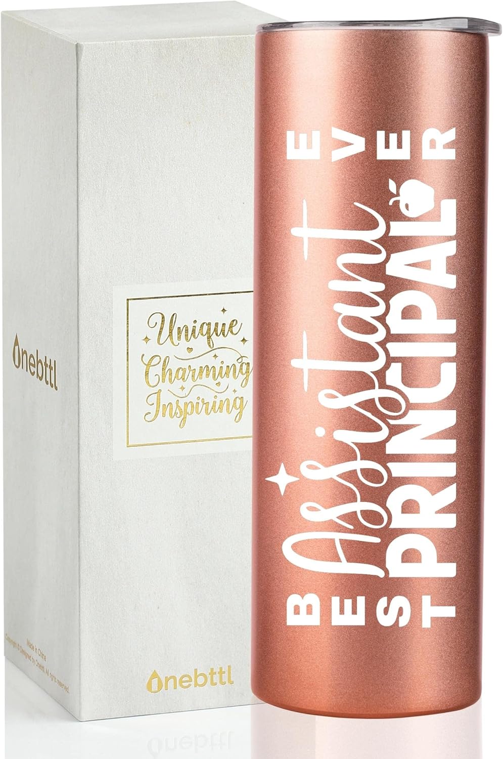 Onebttl Assistant Principal Gifts Tumbler for Women, 20oz Insulated Stainless Steel Skinny Cup for Assistant Principal Appreciation, Christmas, Best Assistant Principal Ever - Rosegold