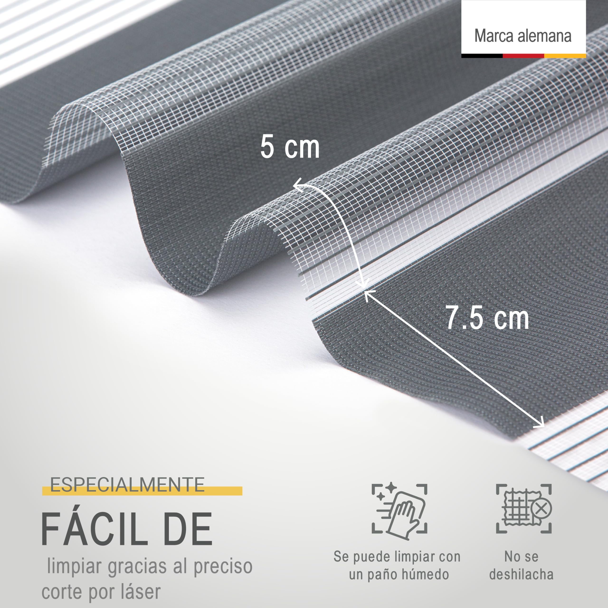 Sol Royal Persiana Estor Doble Noche y Día klemmfix sin taladrar Dormitorio | 70x220cm gris para ventanas y puertas oficina sala SolDecor interior fijación presión DL2