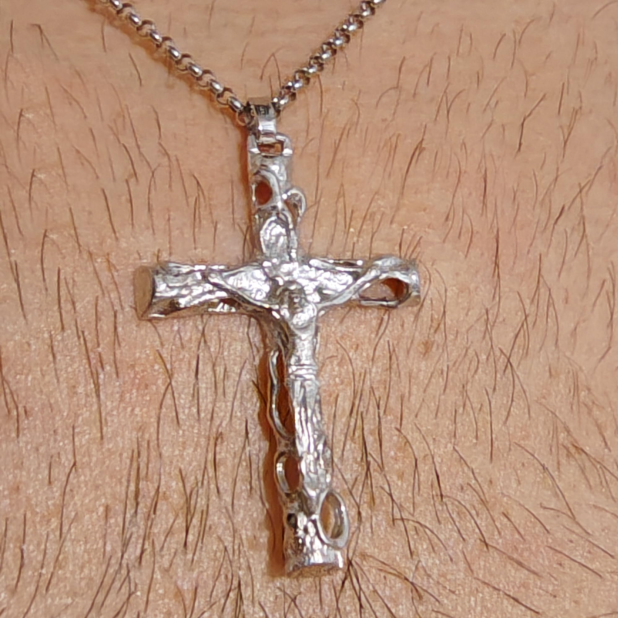 Gioielli Aurum - Męski Naszyjnik z Krzyżem Wisiorek ze Srebra Próby 925 Łańcuszek Okrągły Naszyjnik Biżuteria Długość cm 50, Girocollo, Srebro Szterlingowe, Bez Pietr