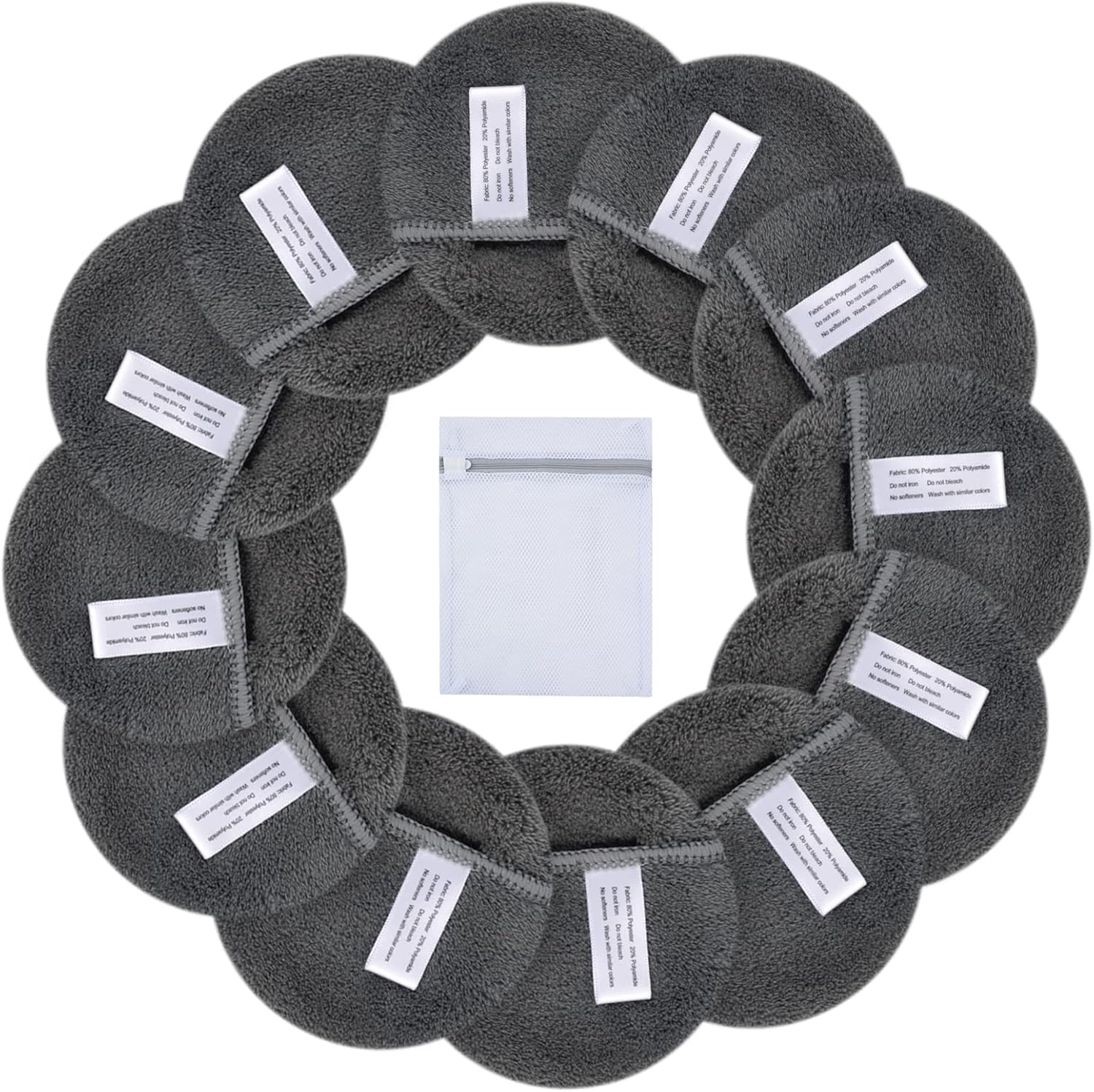 SUNLAND Reusable Makeup Remover Pads for Face,Eyes,Lips Microfiber Face Cleansing Gloves Washable Makeup Remover Cloth with Laundry Bag Rounds Pads - Image 8