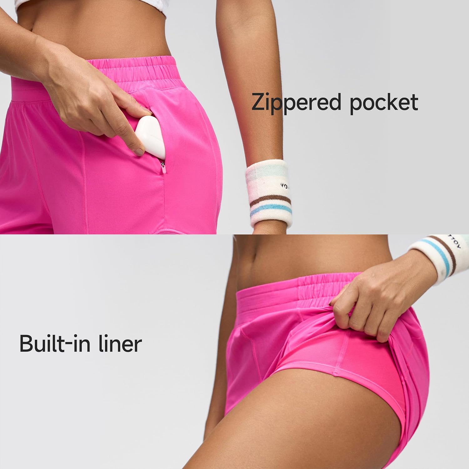 MCEDAR Women's Low Waisted Running Shorts 4" with Mesh-Lined Active Workout Quick Dry Gym Athletic Sports Short Zip Pocket - Image 5