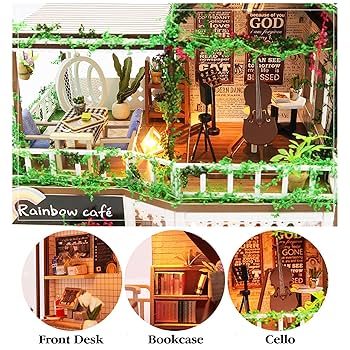 Amazon.co.jp: DIYレトロカフェミニチュアドールハウスキット