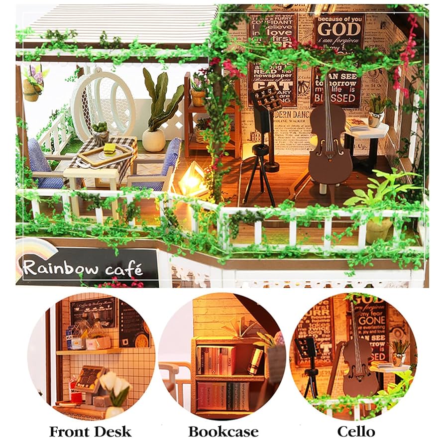 Amazon.co.jp: DIYレトロカフェミニチュアドールハウスキット