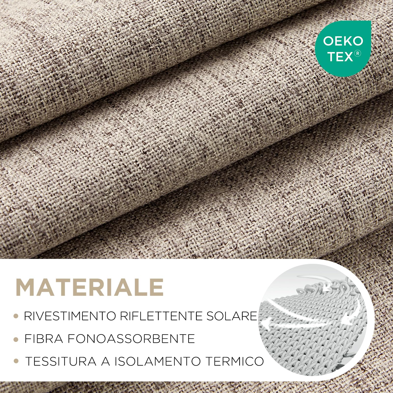 Joydeco 100% Tende Oscuranti per Interni 2 Pezzi L 140 x A 260 CM, Lino Tende Termiche con Passanti Nascosti per Soggiorno Moderne Cameretta Bambini Camera da Letto Blackout Curtains, Lino