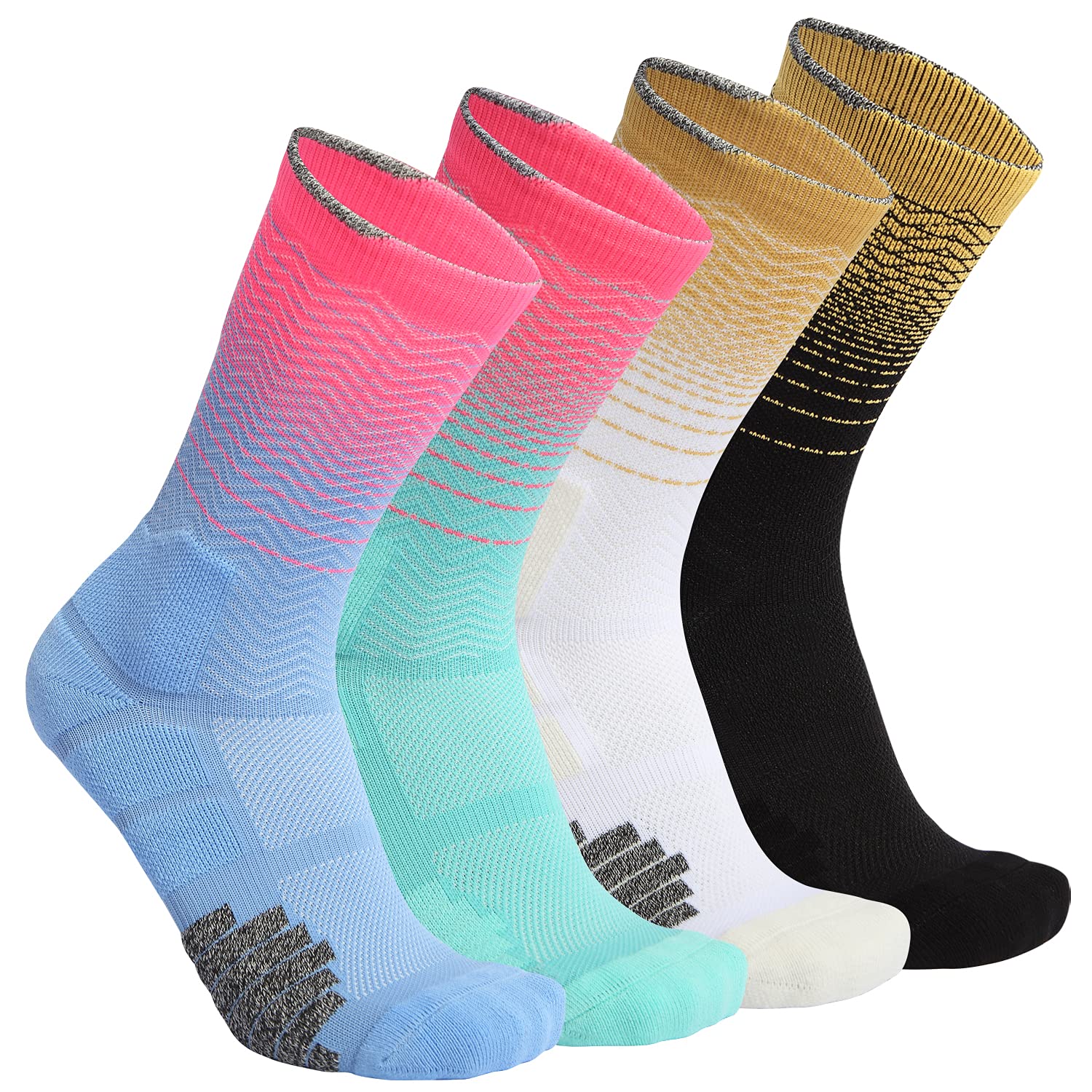 Letken Basketball Socks Mens Athletic Compression Crew Ankle Socks For Basketball & Running, 4 Pairs Set 17, One Size