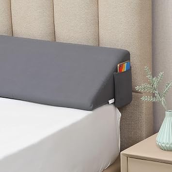 Vekkia Queen Size(60x10x6) Bed Wedge Pillow Replacement Cover Only/Headboard Pillow Case/Mattress Wedge Cover(Grey)