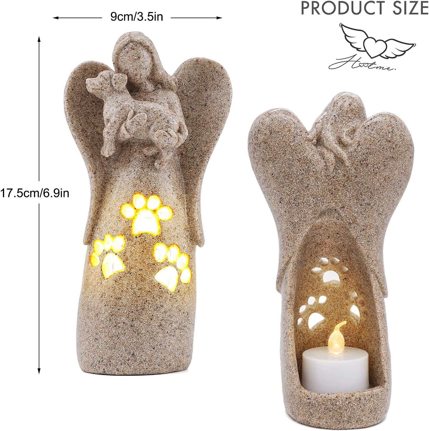 BEARAE Dog Memorial Gifts for Loss of Dogs, Pet Loss Sympathy Gifts, Dog Passing Away Bereavement Gift, Remembrance Grieving Dogs Angel Candle Holder Figurine Statue for Pet Lover