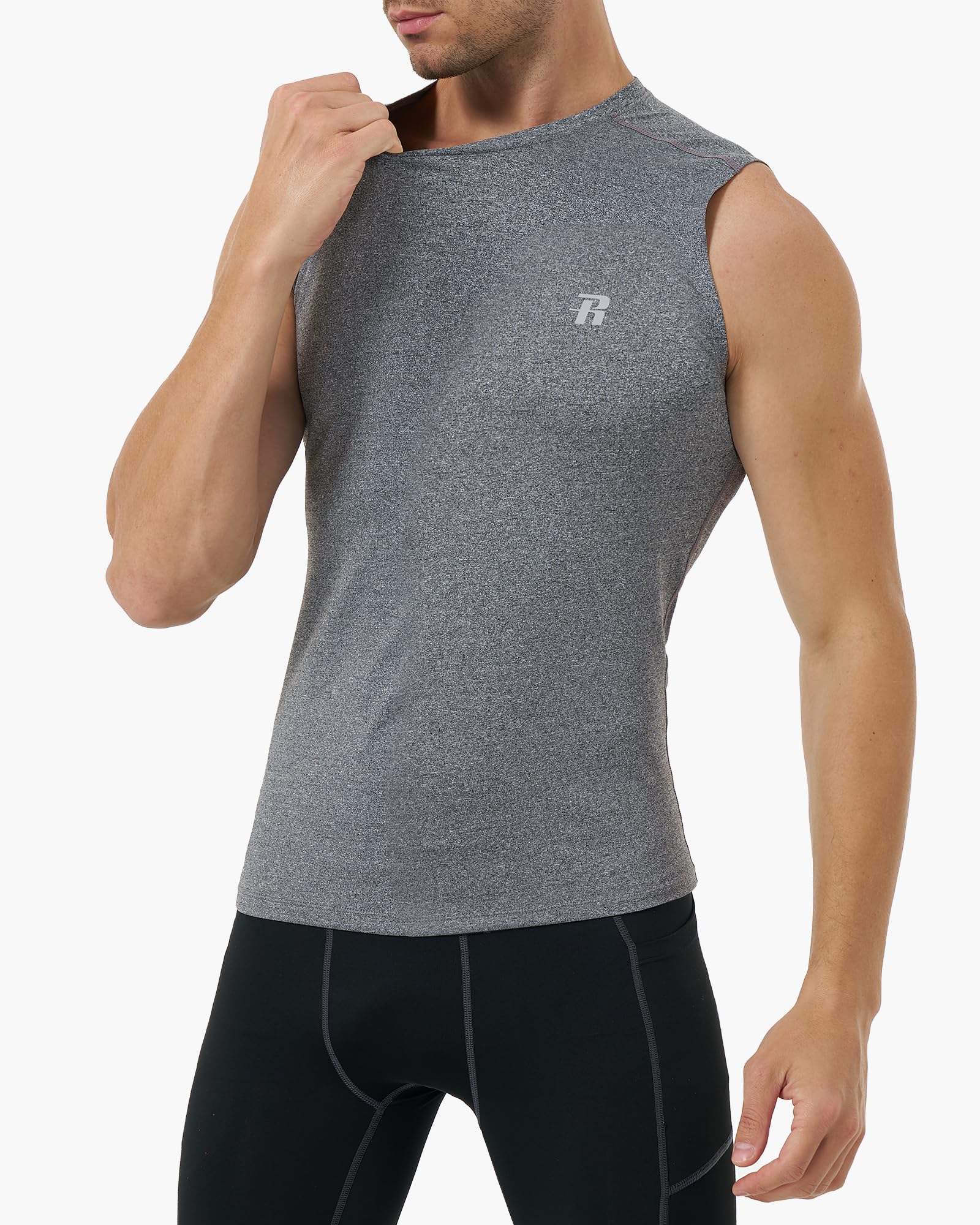Runhit Camiseta de compresión sin mangas para hombre, atlética, capa base