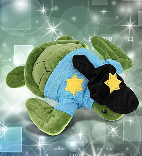 Miniatura 6 de DolliBu Juguete de peluche de oficial de policía de tortuga marina, súper suave, disfraz de policía de tortuga marina con lindo uniforme de policía