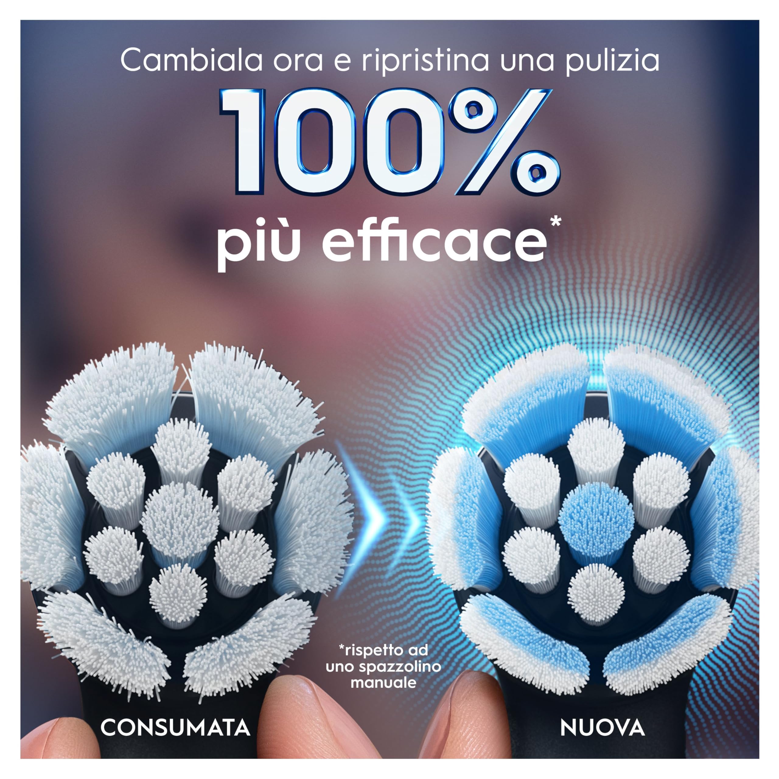 Oral-B Testine di Ricambio iO Gentle Care, Nere, 6 Ricambi - 6 Testine di Ricambio per Spazzolino Elettrico, Rotonde Originali per Gengive Sensibili, Setole Angolate per Rimuovere la Placca