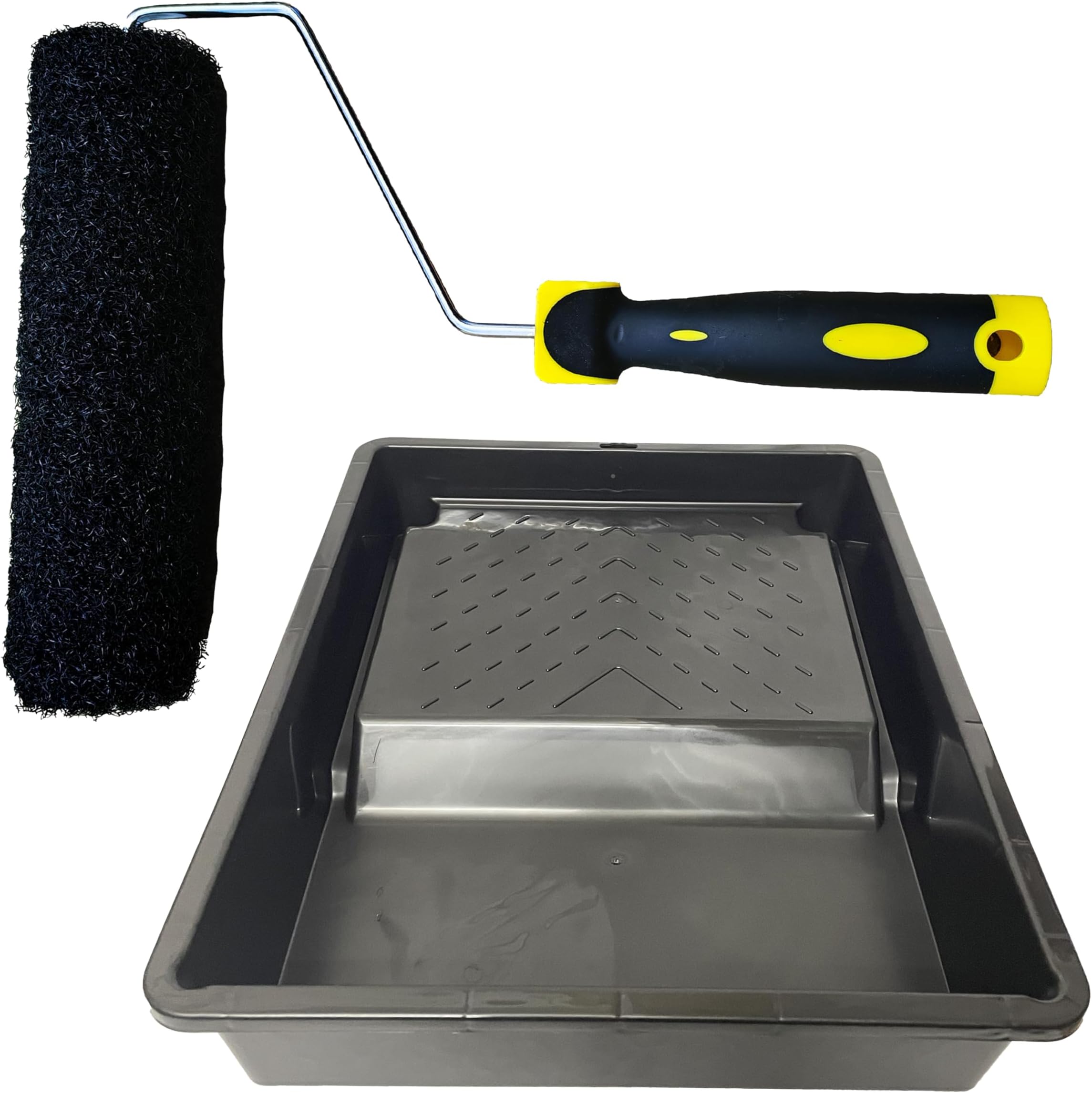 Putty Roller 2-Piece Set Includes a 10-inch Paint Tray and a 23cm x 9-inch Roller Brush Head with a Comfortable Handle. It's a Drywall Textured Roller Brush for applying and Rolling Plaster.