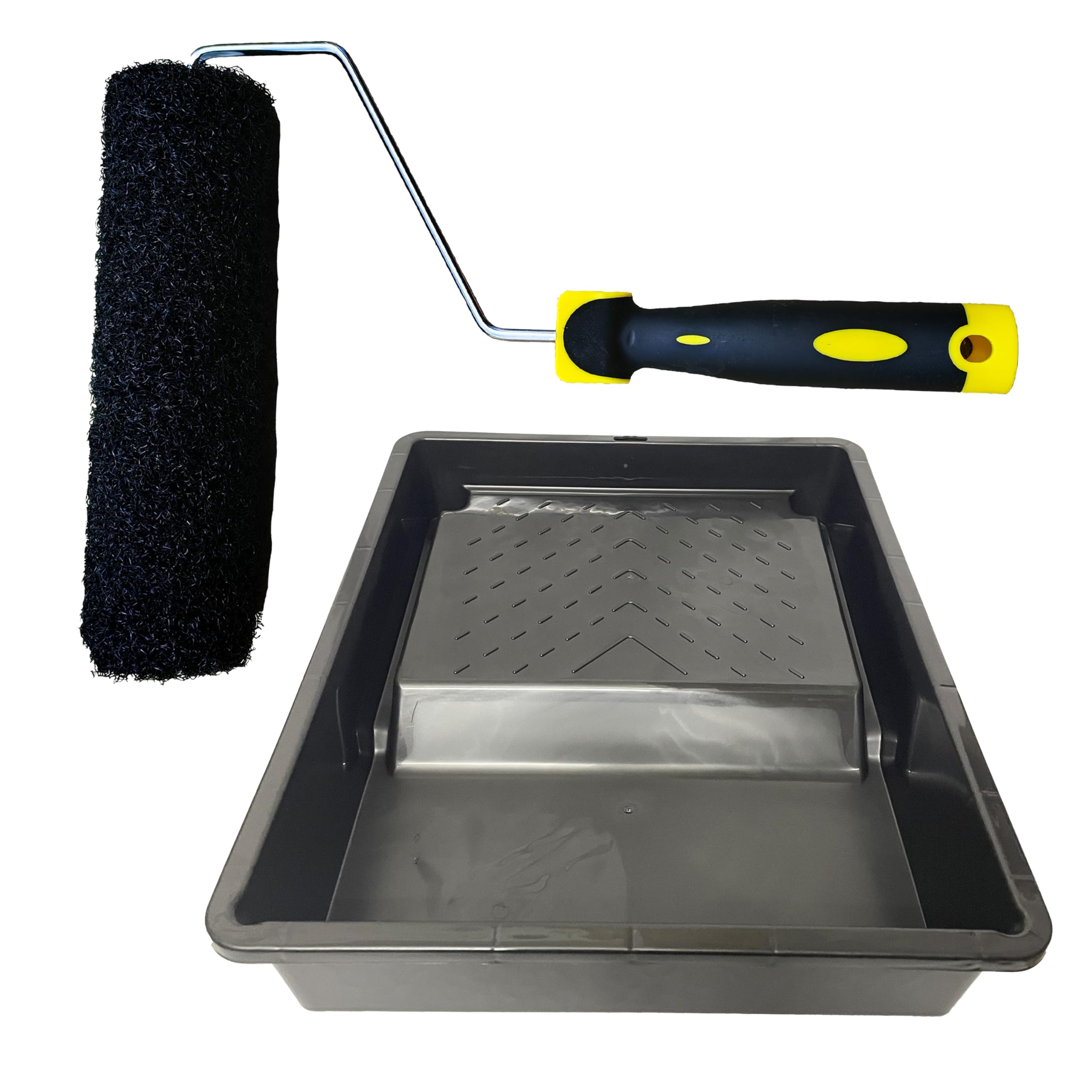 Putty Roller 2-piece Set Includes a 10-inch Paint Tray and a 23cm x 9-inch Roller Brush Head with a Comfortable Handle. It's a Drywall Textured Roller Brush for applying and Rolling Plaster.