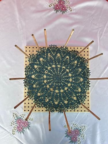 Miniatura 5 de kuksam - Tabla de bloqueo de madera hecha a mano para tejer ganchillo y abuelita cuadrada pino con 20 pasadores de barra de madera de haya 118 x