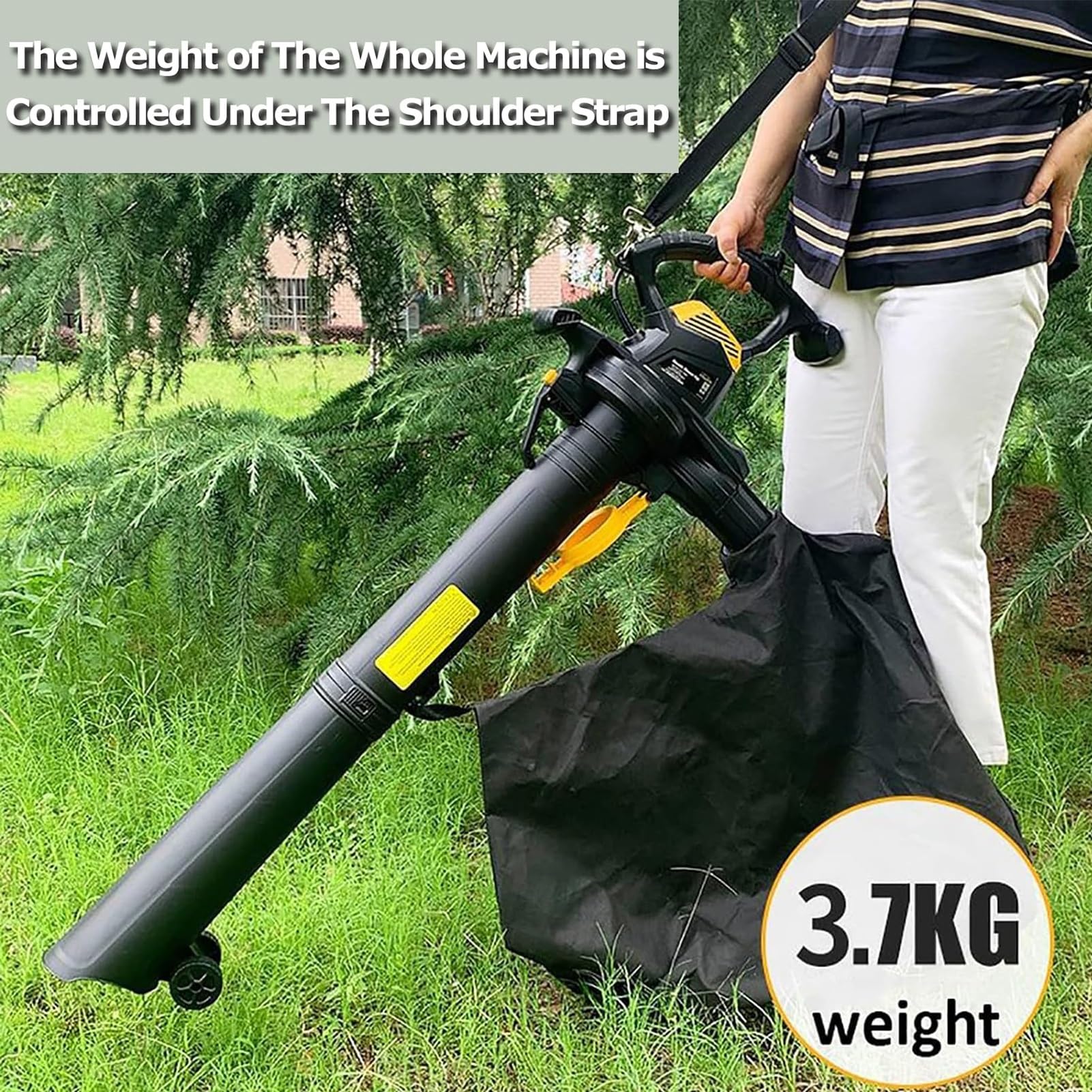 Soplador, aspiradora y trituradora de Hojas de 3800 W, Ajuste de 6 velocidades, aspiradora eléctrica for soplador de jardín, Bolsa recolectora de Hojas de 40 l