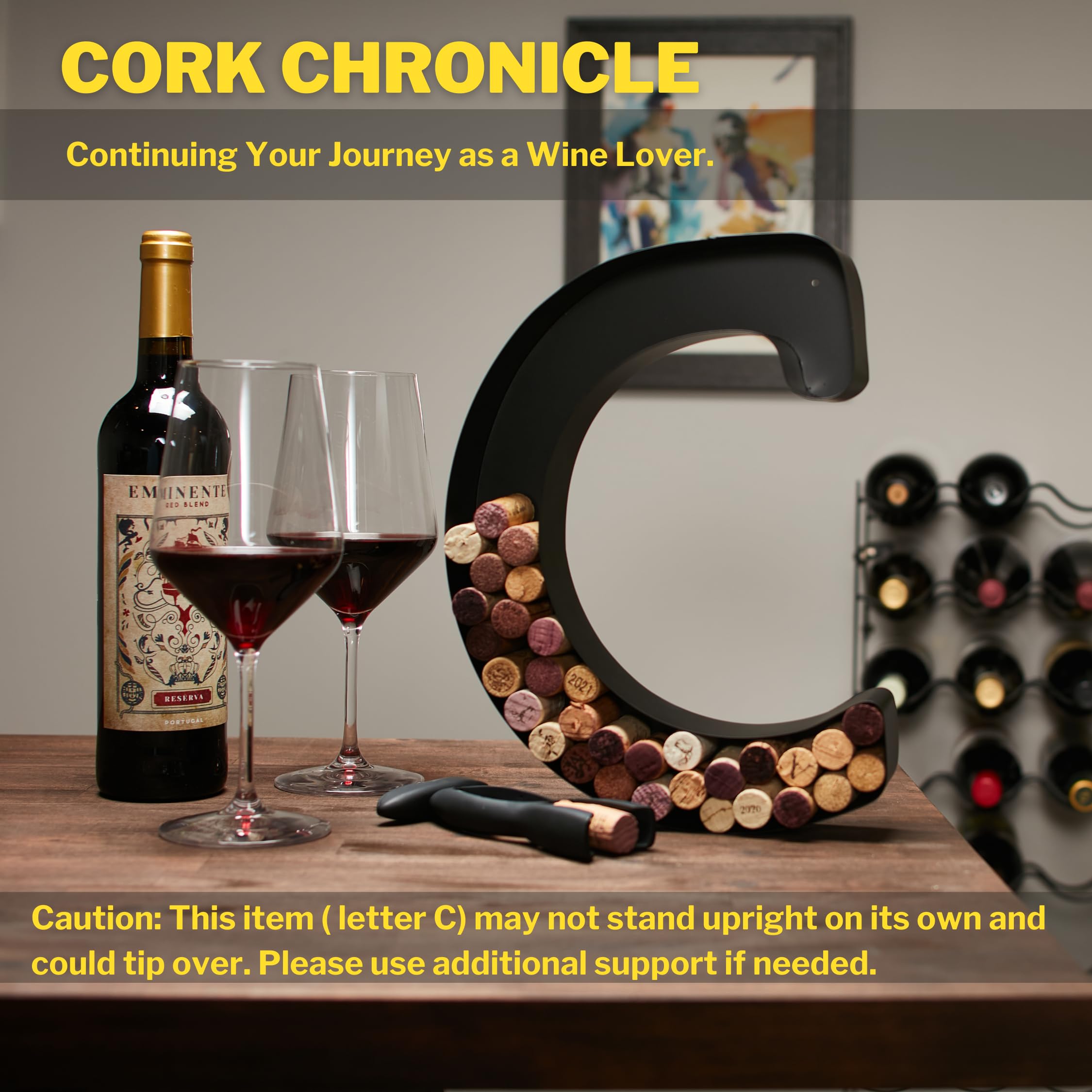 DECOMIL Soporte de corcho para cartas de vino (C) | Arte decorativo para pared