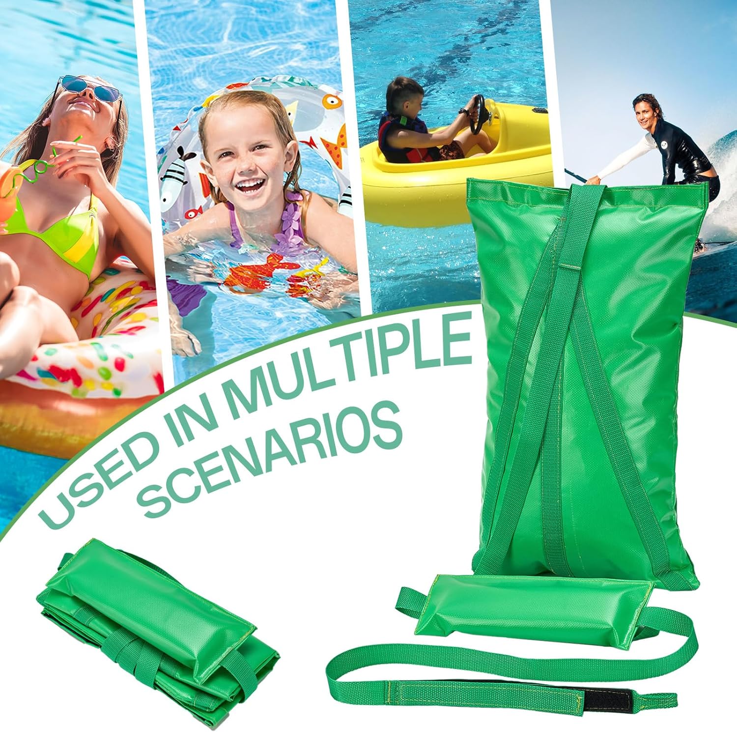 Compact Pool Float Anchor Bag, 2-in-1 Sand Anchor with Integrated Float Anchor Rope for Flotation Boards, Floating Rafts, Pool Toys and Inflatables