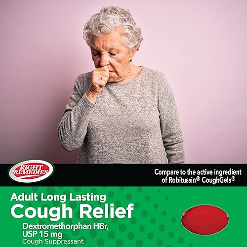 Miniatura 3 de RIGHT REMEDIES Alivio de la tos para adultos, dextrometorfano HBr 15 mg, 8 horas de duración, supresor bronquial no somnoliento, (60 cápsulas