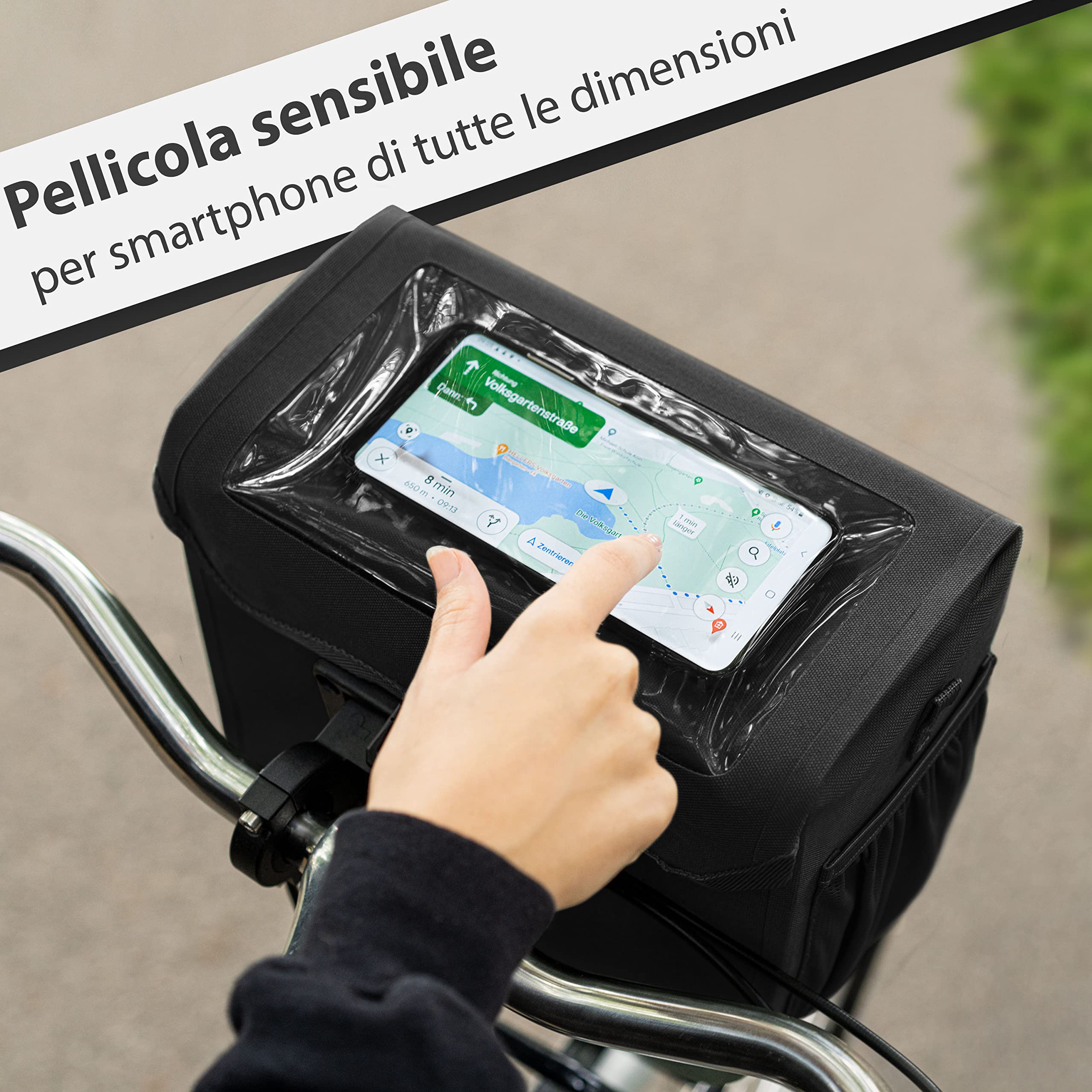 Valkental® x KLICKfix® - borsa da manubrio impermeabile | Volume di 7L | Borsa da bicicletta robusta con chiusura magnetica | Incl. scomparto per cellulare | Compatibile con KLICKfix