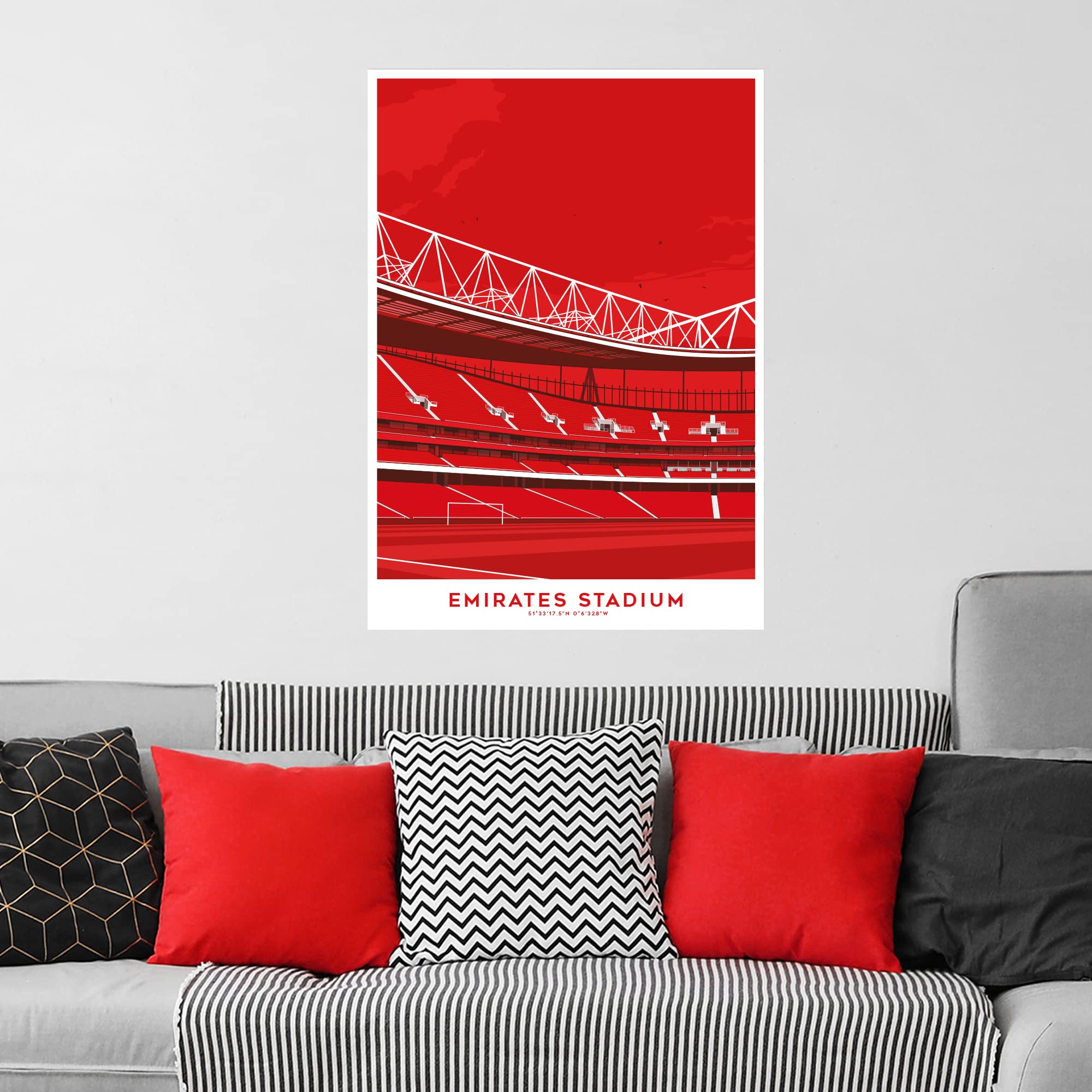 Arsenal FC - Arsenal Stadium Illustration Wall Sticker Mural Art (60cm Height x 40cm Width)