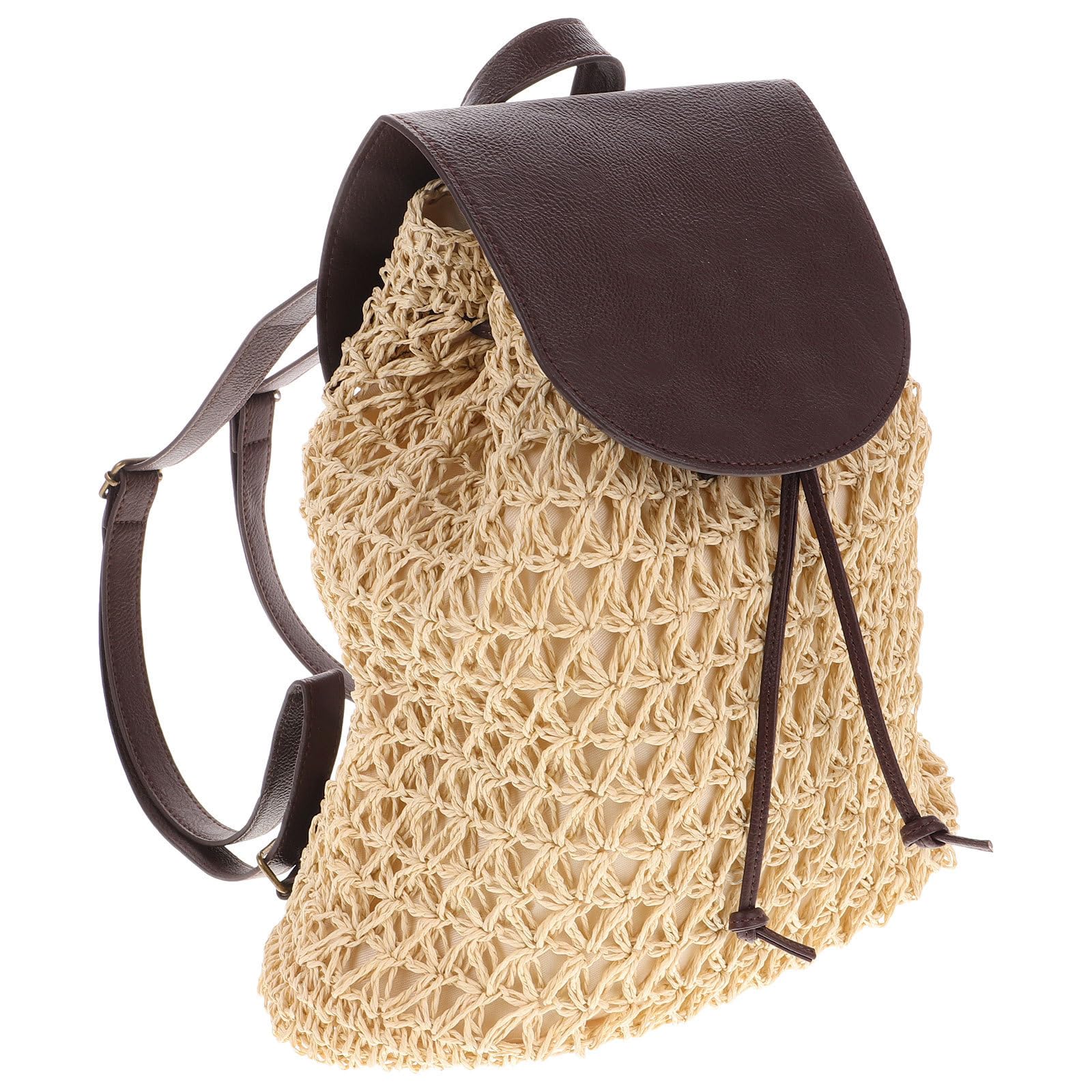 Mochila de paja mujer pequeña con correa cómoda y cordón 8