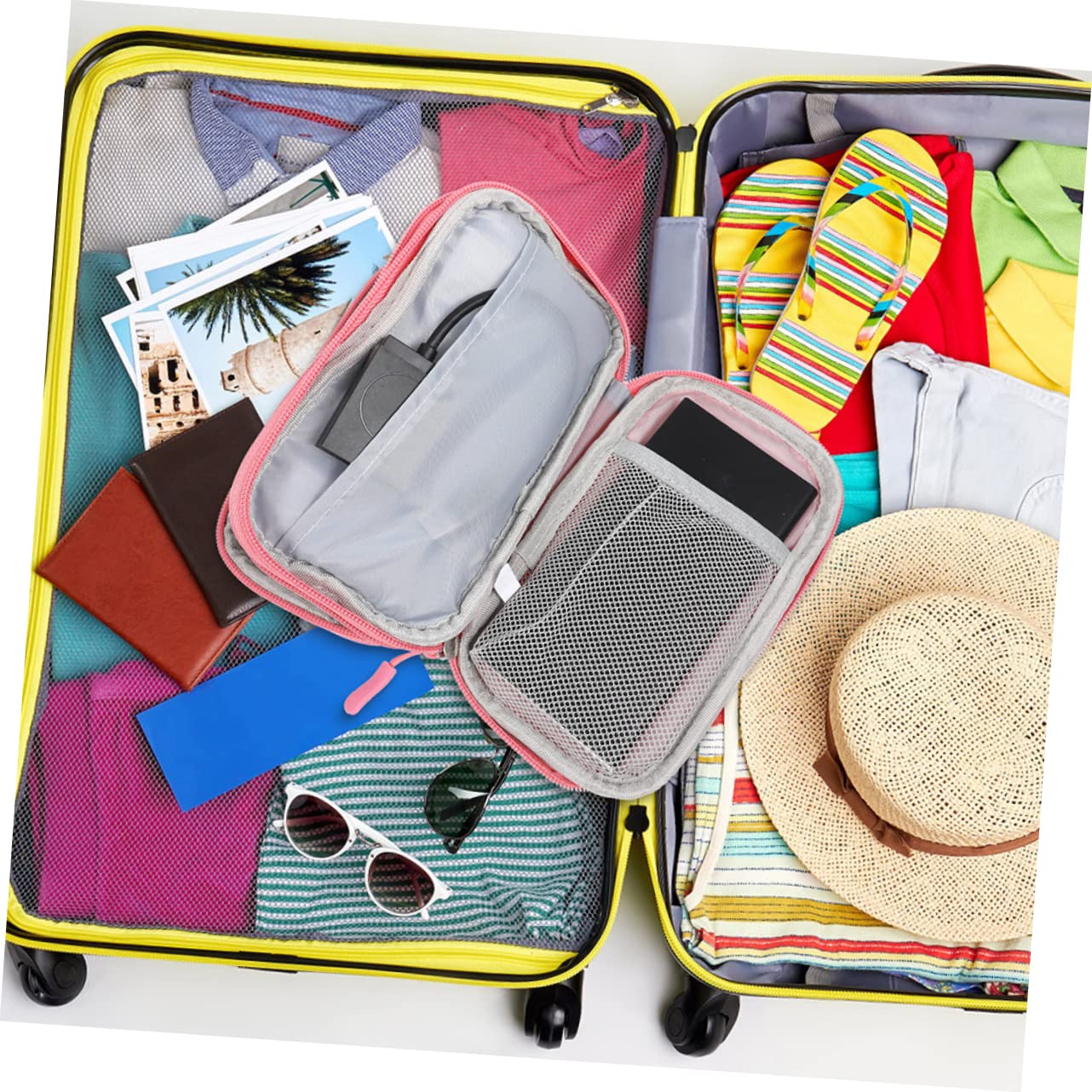 HOMSFOU 2piezas Bolsa Organizadora De Cables para Electrónica Estuche De Viaje y Resistente Soporta Doble Disco Duro Diseño Portátil Asa Almacenamiento para Accesorios De Carga y Datos