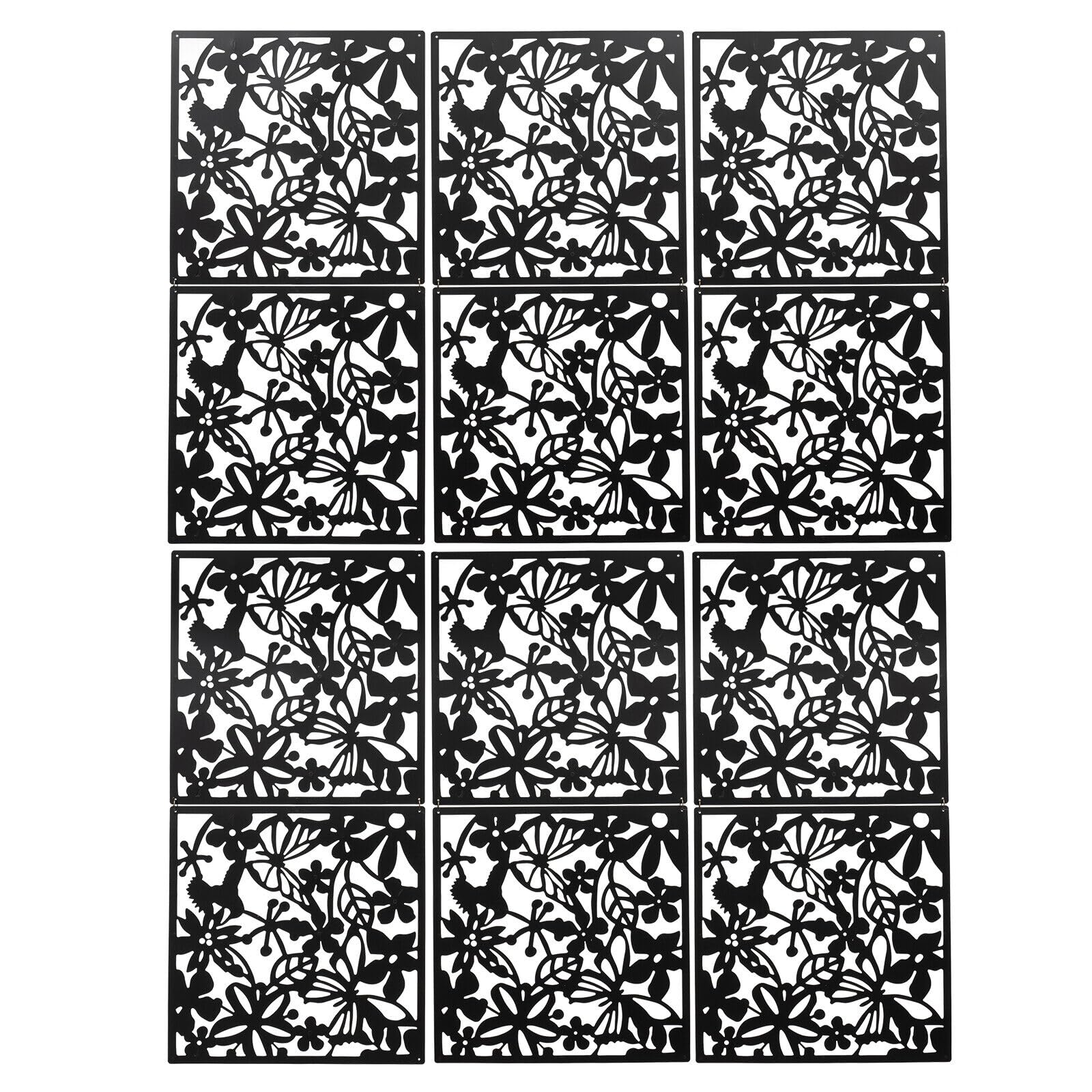 Set di 12 pannelli da parete neri da appendere, decorazione moderna per la casa, 40 x 40 cm, elegante decorazione da parete per soggiorno e ufficio, pannelli espositivi versatili per qualsiasi spazio