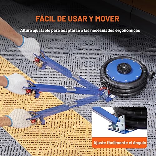 Miniatura 5 de VEVOR Gato de aire de triple bolsa de 5 toneladas11000 libras, conector de bolsa de aire con seis tubos de acero, elevación de hasta 18.5