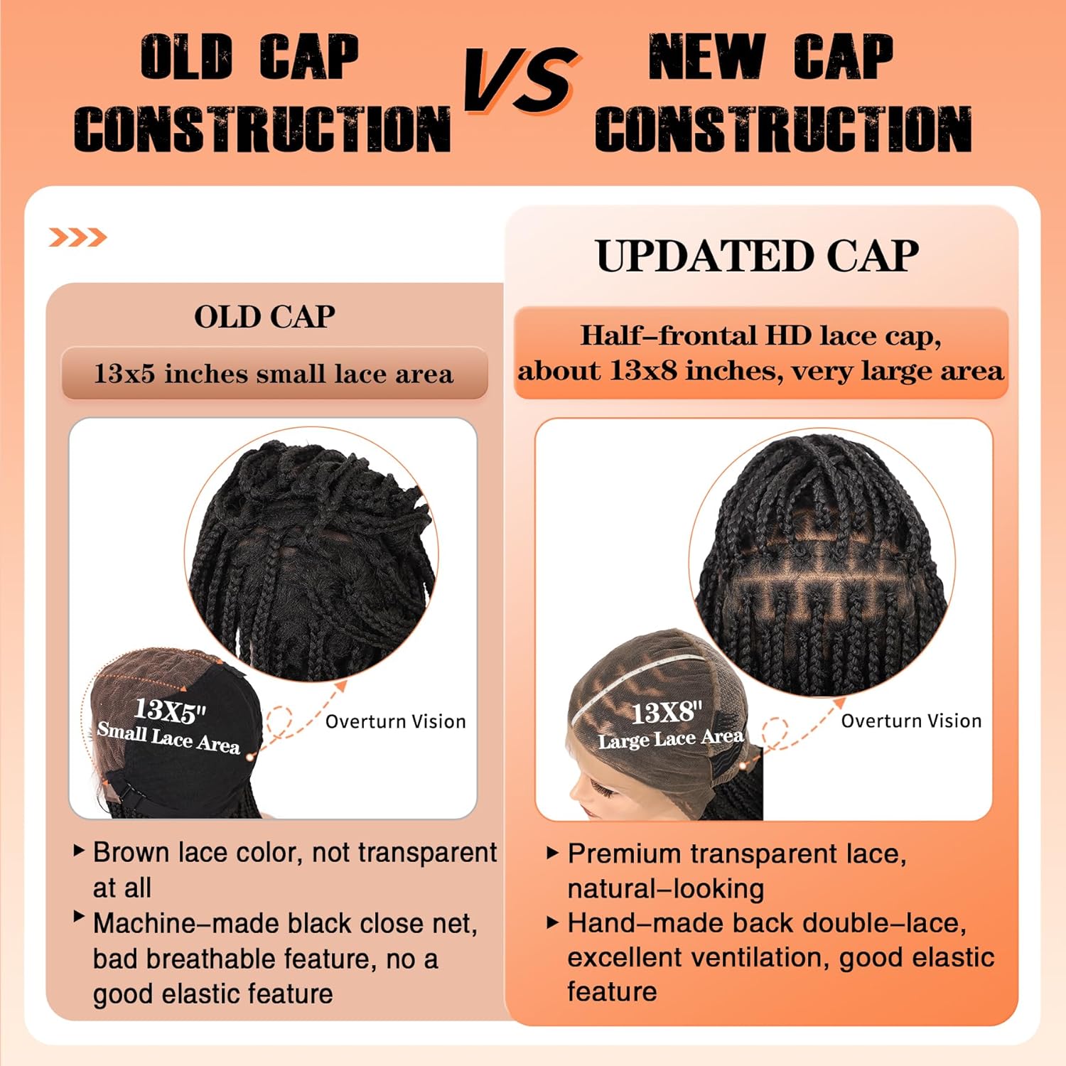 Brinbea Knotless Boho Braided Wigs 13x8'' HD Lace Front Braided Wigs for Women Box Braid Wig with Baby Hair Black Long Premium Synthetic Braided Lace Front Wigs 36 Inch