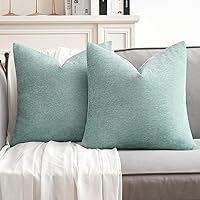 Vista 21 de MIULEE - Pack de 2 fundas de almohada decorativas beige de 16x16 pulgadas, cojines suaves de chenilla para sofá, fundas de cojín de estilo casa