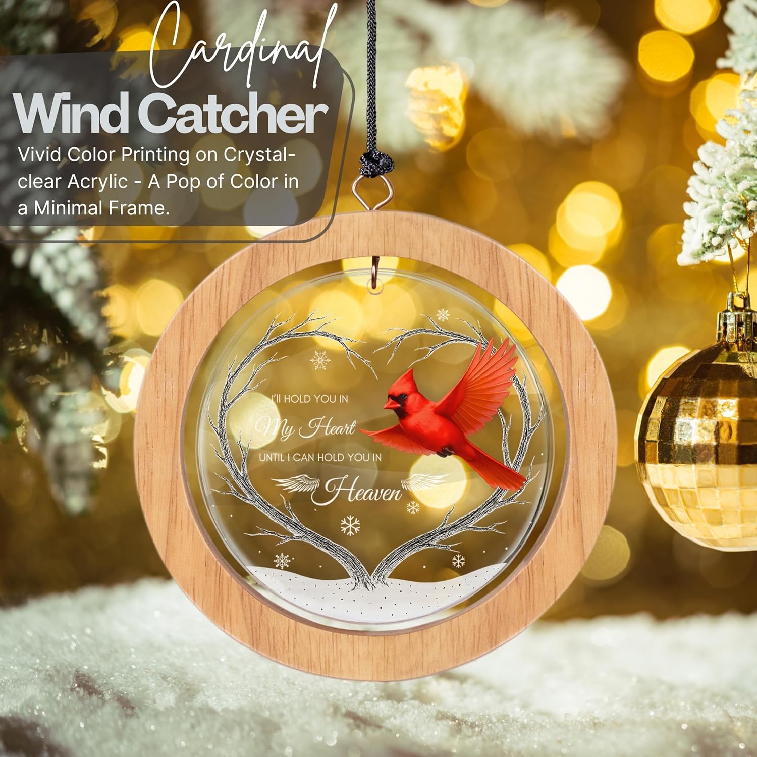 Wind Chimes for Outside, Wind Chimes Outdoor Clearance, Deep Tone Outdoors, Cardinal Wind Chime, Memorial, Sympathy Gift, Patio, Porch, Home Décor, Modern, Acrylic Art, Silver (34" Cardinal)