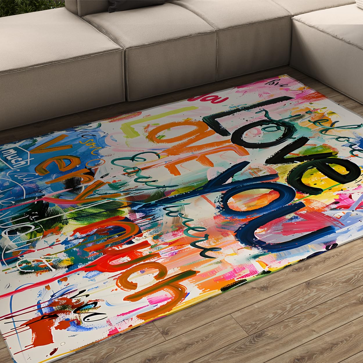 Tapis Graffiti Love You 60x90cm Pop Art antidérapant pour salon