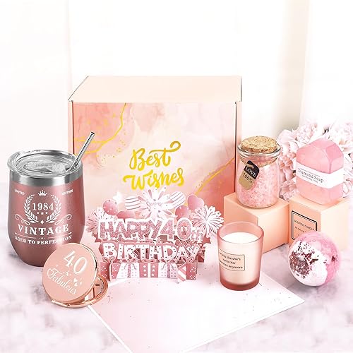 Miniatura 2 de Regalos de cumpleaños número 40 para mujeres, idea de 40 años para ella, vaso de vino único vintage de 1984 para mamá, hermana, mujer, amiga,