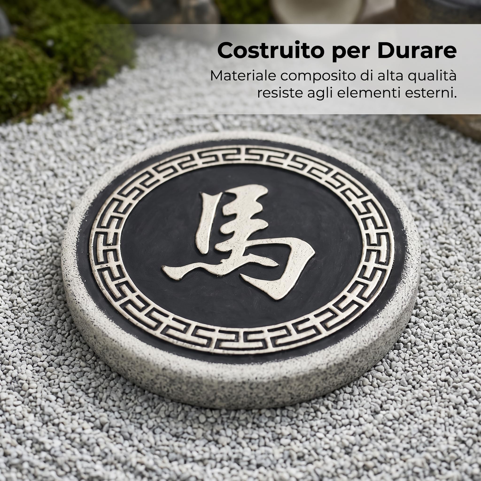 Pietra da Calpestio Scacchi Cinesi, Cavallo - Taglia Media | composito resistente, sign scacchi cinesi, superficie antiscivolo, per giardino, cemento, per patio