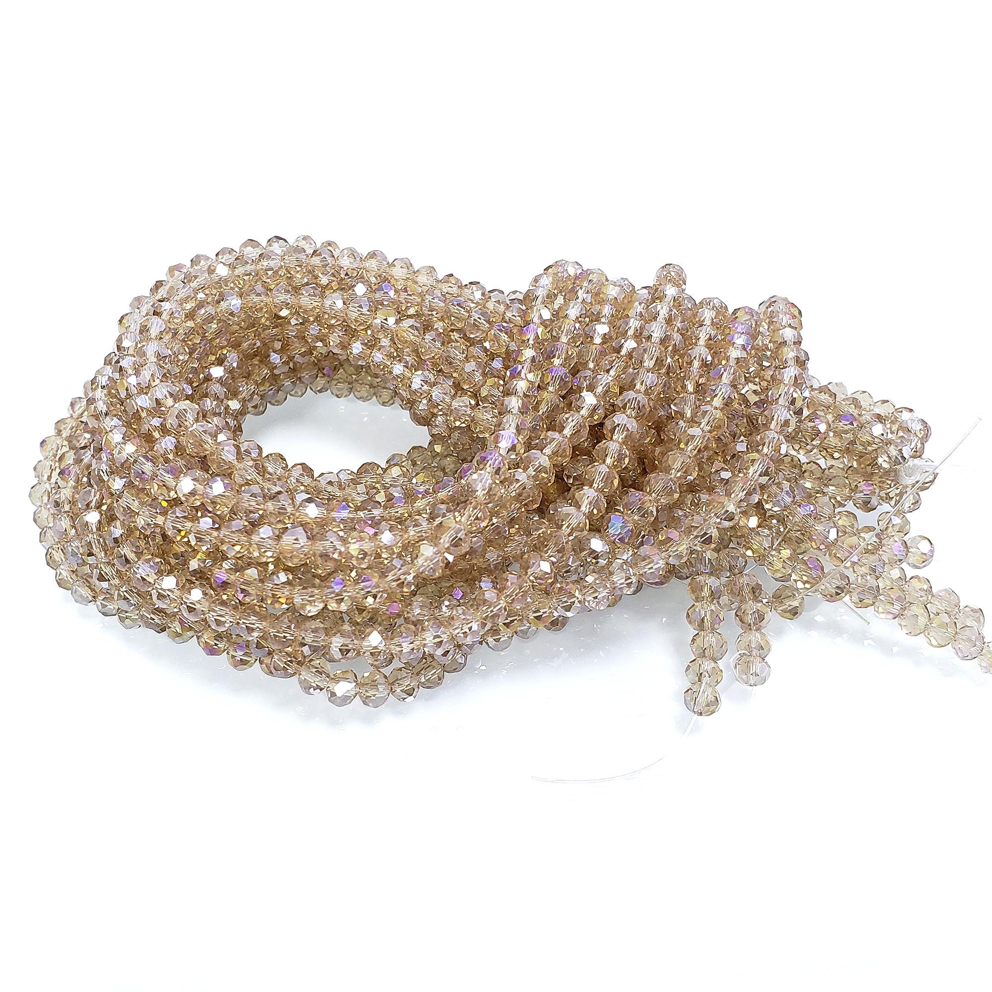 Chengmu 4mm Silver Champagne Rondelle Glass Beads for Jewelry Making 1200pcs Faceted Briolette Shape Crytal Spacer Beads Assortments Supplies Accessories for Bracelet Necklace for Wholesale