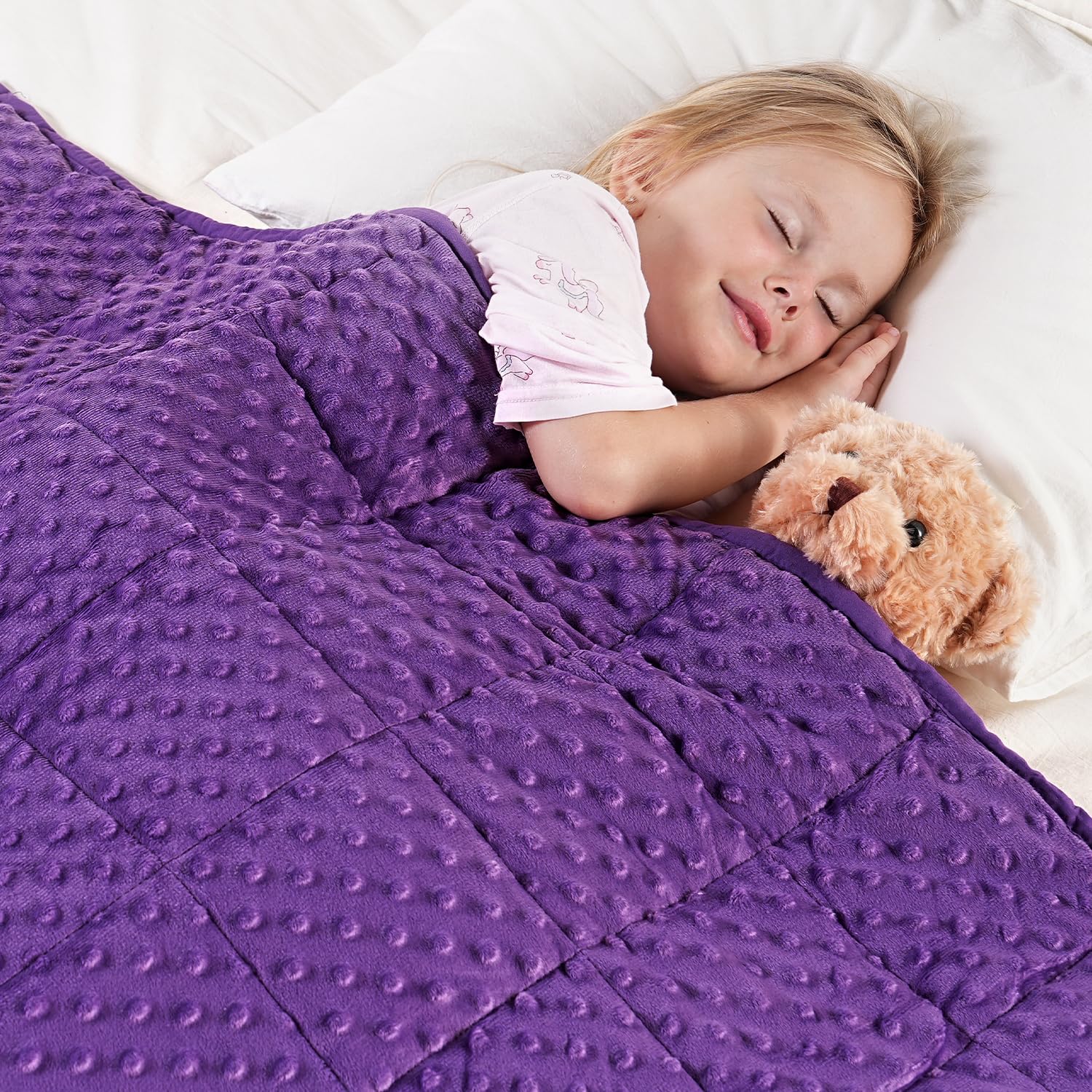 Photo 1 of Kivik Weighted Blanket 5 Pounds, Cooling Soft Minky Dotted Heavy Blankets Throw for Better Relaxing & Sleeping, Machine Washable, 36 x 48 Inches, Purple