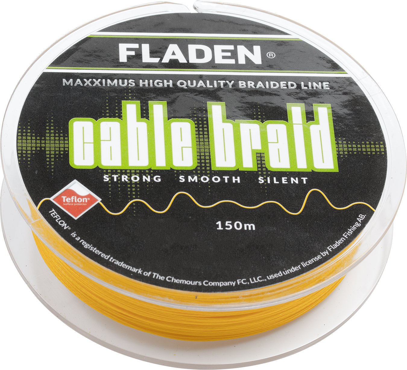 FLADEN Fishing 150m Spools of Quality CABLE BRAID - Teflon Coated Braided Line - Ideal for Spinning (Yellow, 150m - 40lb to 0.25mm) [13-1215040]