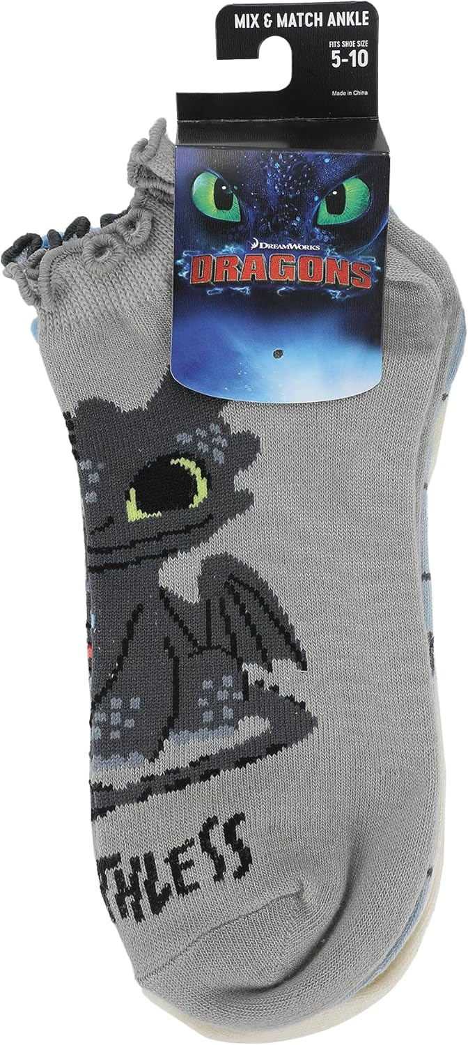 Bioworld How To Train Your Dragon Toothless Character Art Women's 5-Pair Ankle Socks - Image 7