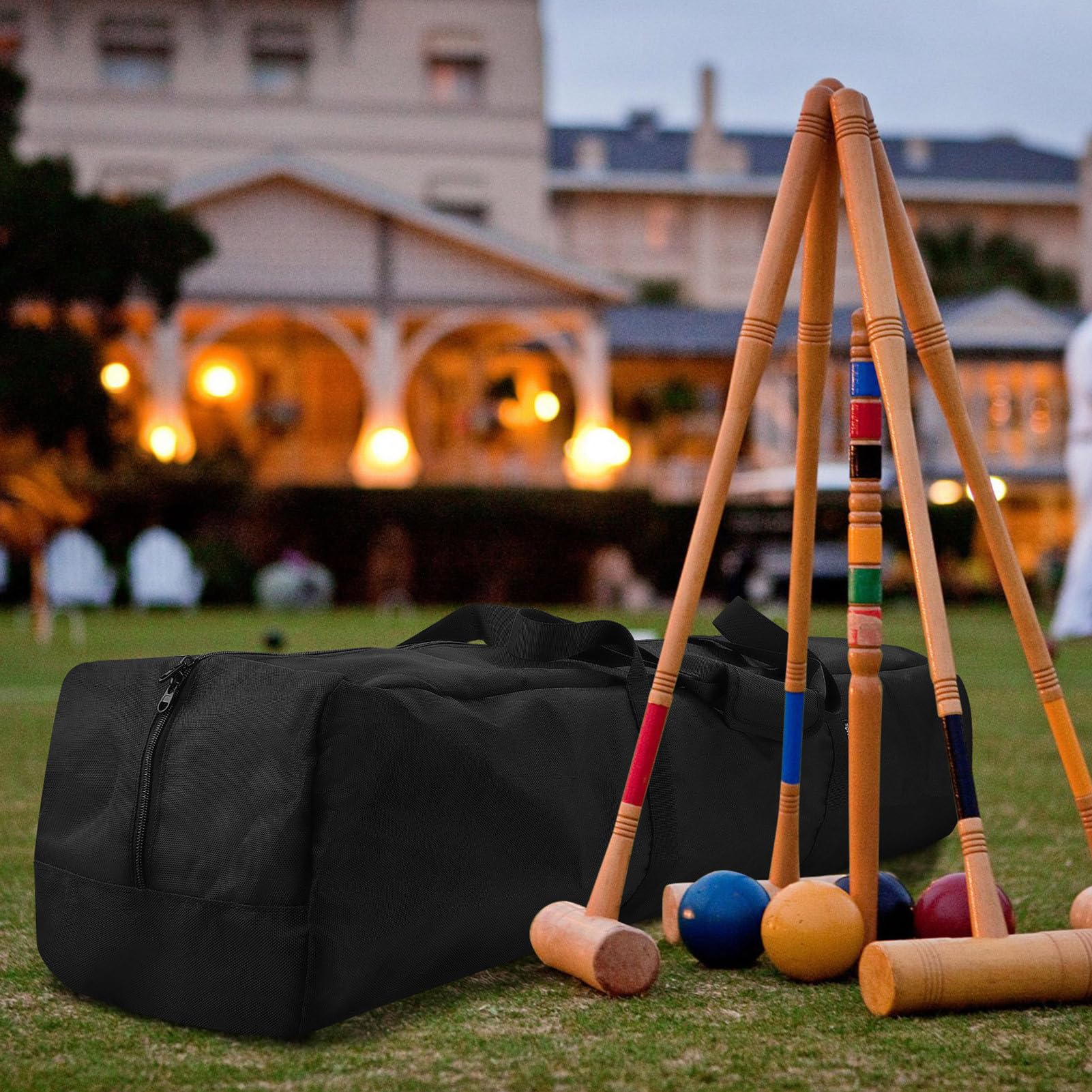 Sac de croquet – Sac de transport d'équipement de sport robuste, grande poignée pour pelouse en plein air