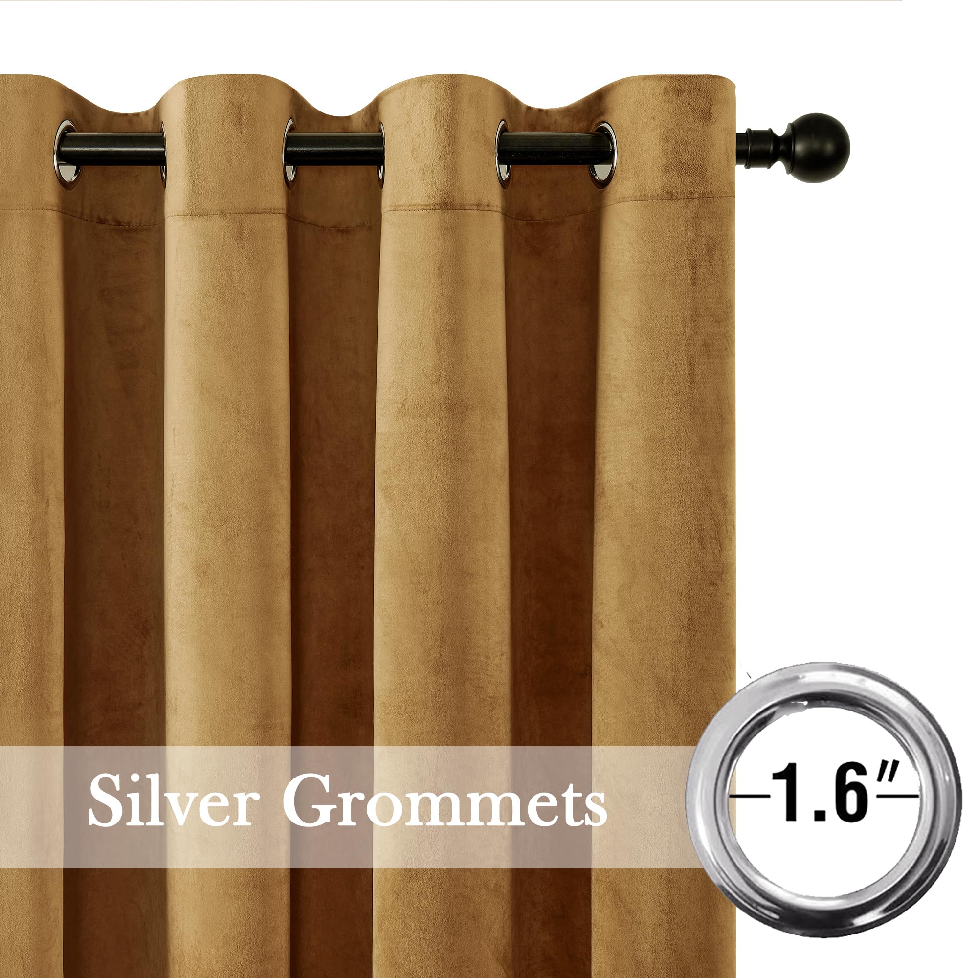 Amazon｜Timeper ゴールドブラウンベルベットカーテン - エレガントな