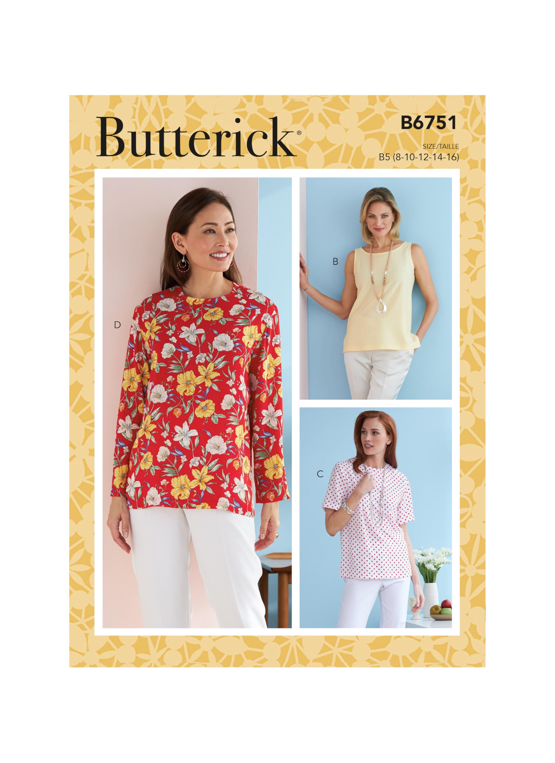 Butterick Sewing Pattern 6751 Tops